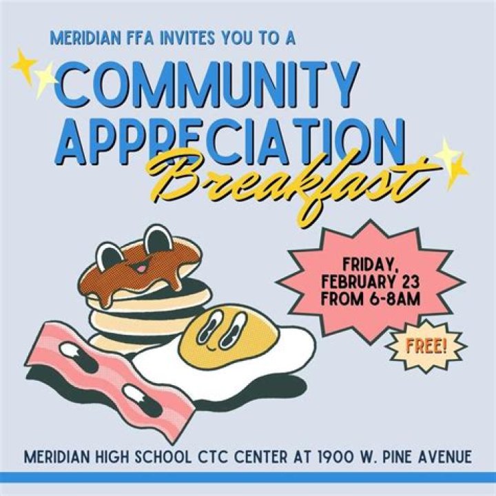 Join the Meridian FFA chapter's community appreciation breakfast celebration on Feb. 23